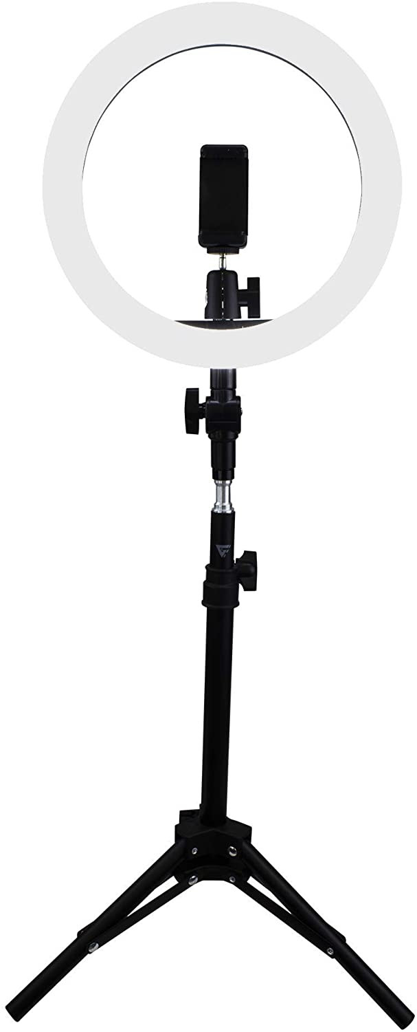 Aro de luz LED con tripie y soporte para celulares marca GAME FACTOR LRG300